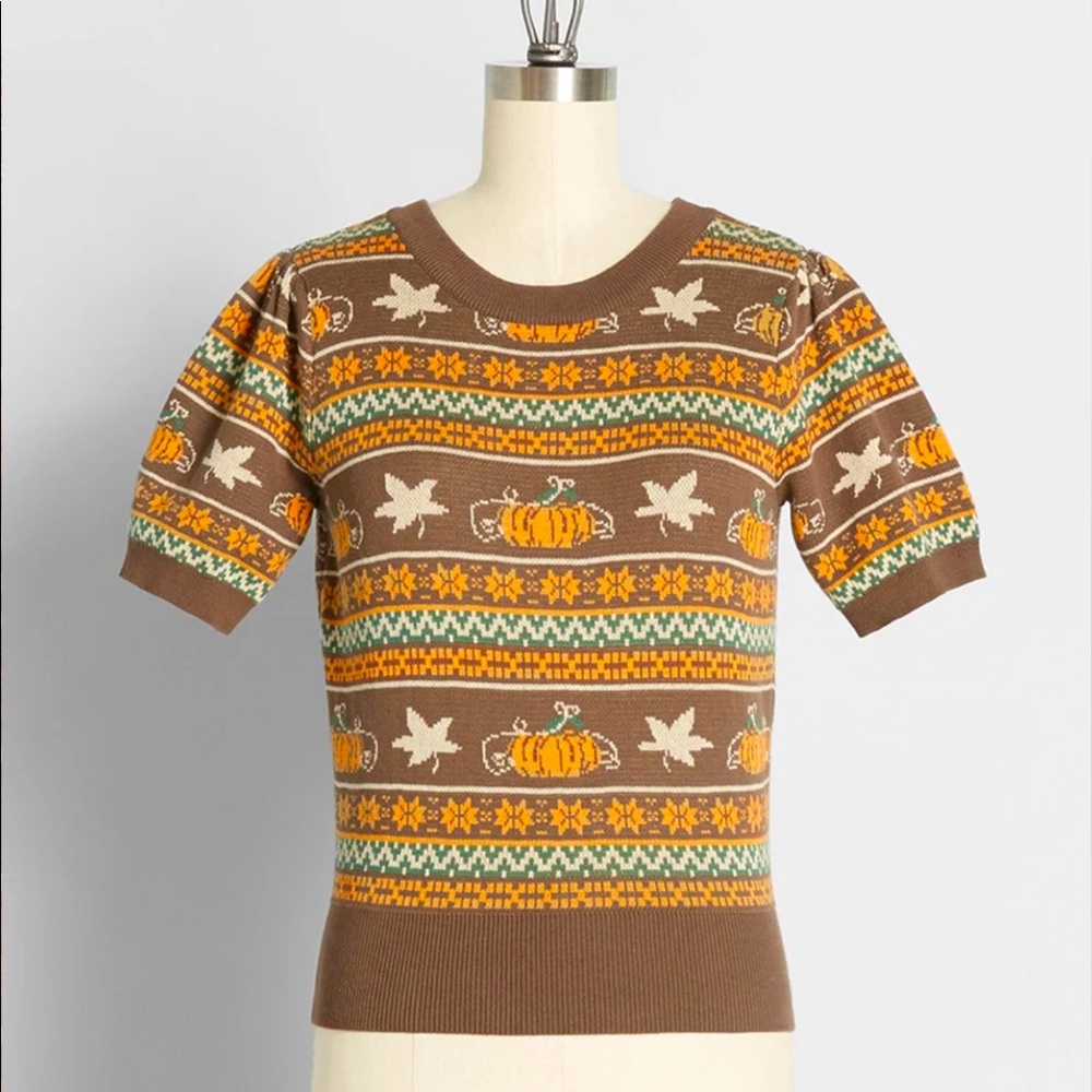 ModCloth Bright & Beautiful Fall Pumpkin / Thanksgiving Sweater (RARE)